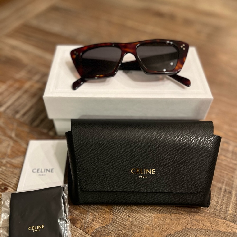 WOMENS CELINE PARIS DARK HAVANA/SMOKE SUNGLASSES